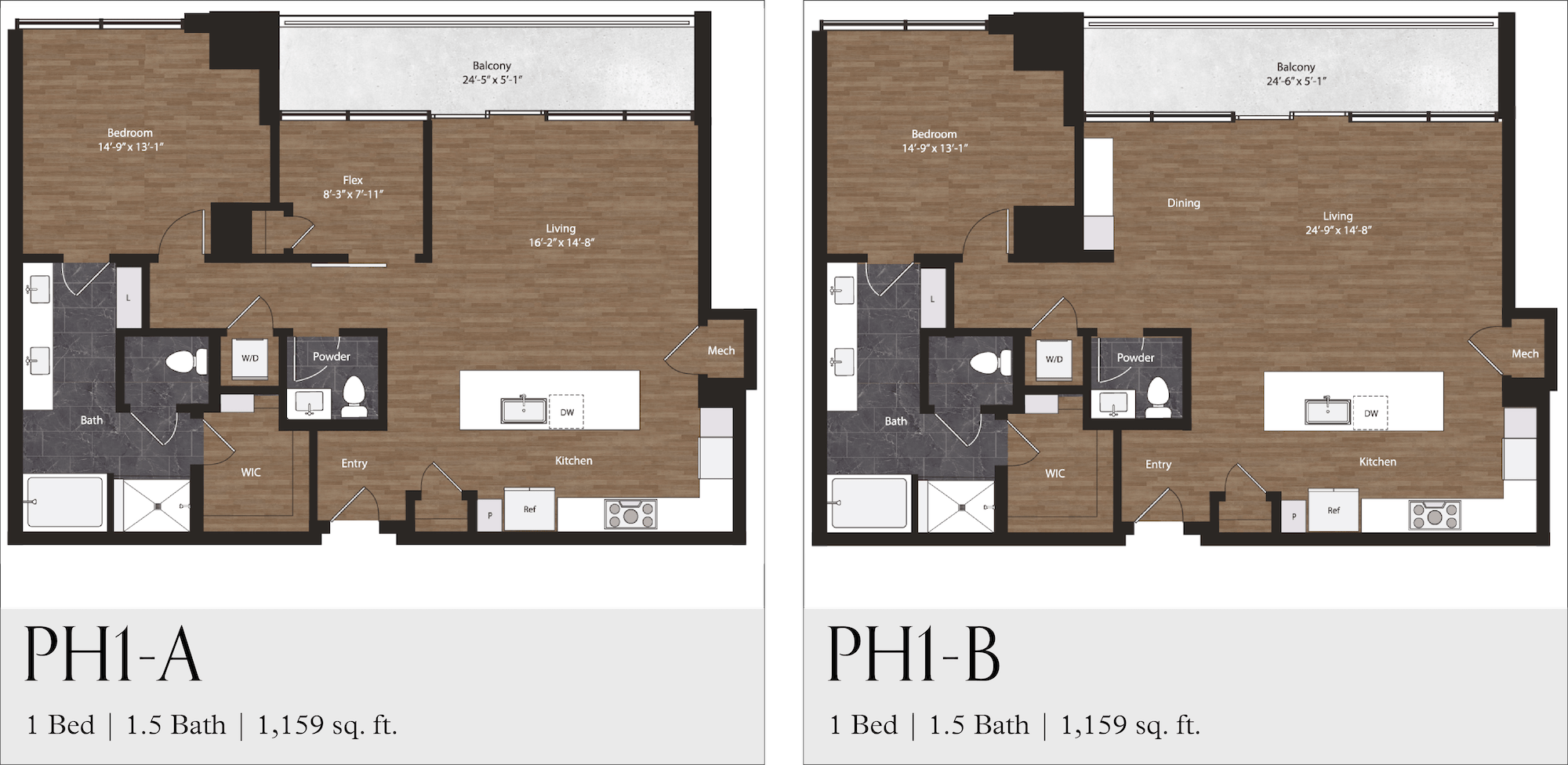 Deco Penthouse Floorplans PH1-A & PH1-B Deco Penthouse Floorplans PH1-A & PH1-B